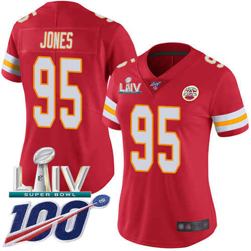 Kansas City Chiefs Nike #95 Chris Jones Red Super Bowl LIV 2020 Team Color Women Stitched NFL 100th Season Vapor Untouchable Limited Jersey->kansas city chiefs->NFL Jersey